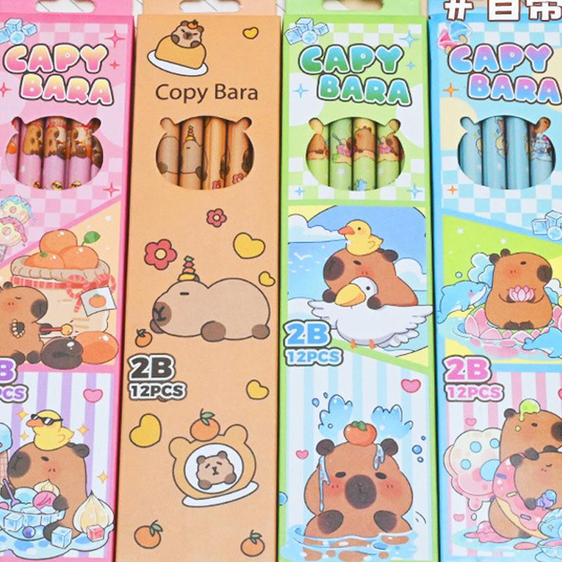 12 шт. Мультяшный милый деревянный карандаш 2B с ластиком, инструмент для письма и рисования, эскизный карандаш, школьные и офисные принадлежности, студенческие канцелярские товары, подарки