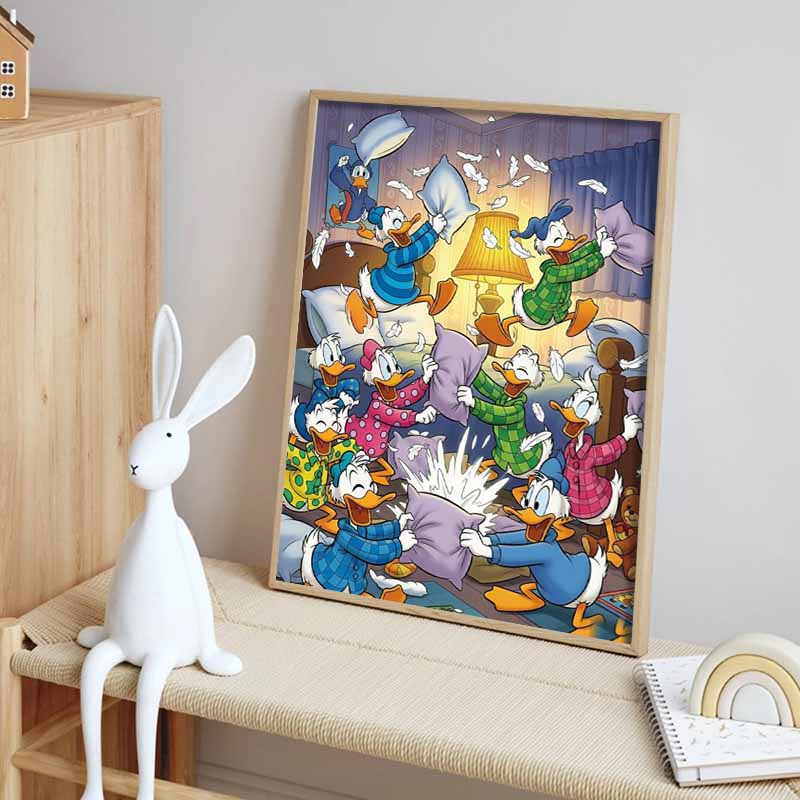 Disney Diamond Painting Classic Donald Duck Illustration, 5D DIY Full Round Diamond Mosaic Cartoon Embroidery Art Painting for Home Decoration