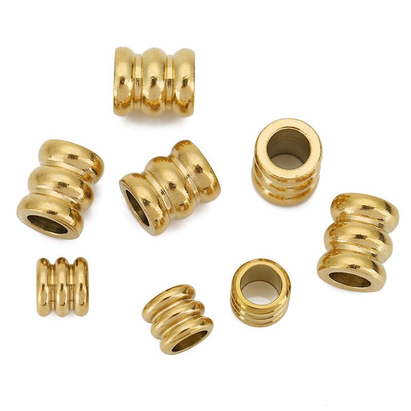 20pcs Dia 6mm 7mm PVD Stainless Steel Spacer Beads Never Fade Necklace Big Hole Beads For DIY Jewelry Making Bracelet Findings