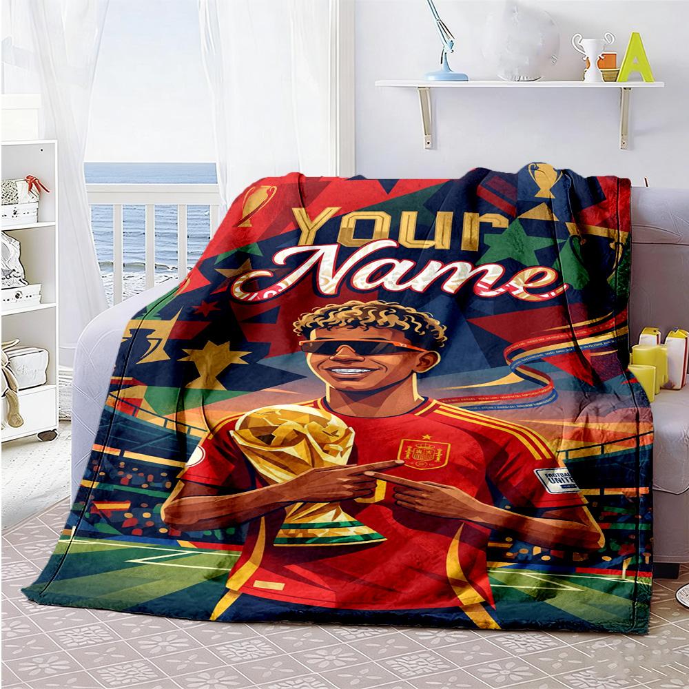 Lamin Yamal Customize Text Blanket Lightweight Customizable Blanket Ultrasoft Throw For Bedding Living Room Office Chair Bed Allseason Use