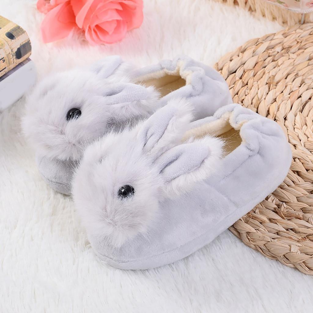 Детские теплые нескользящие хлопковые тапочки с рисунком кролика Fluffys, детские тапочки