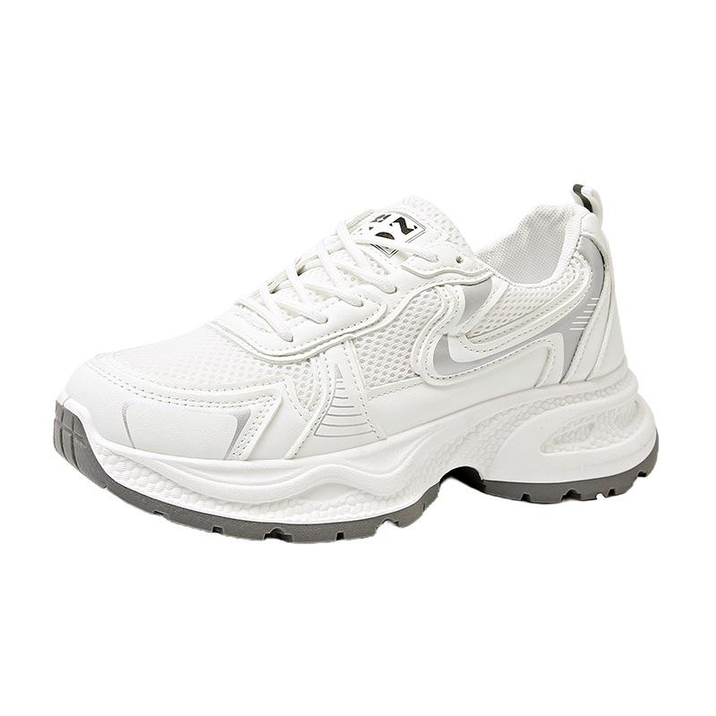 Туфли для папы женские на платформе 255 весна-осень новые ретро жареные уличные туфли для увеличения роста серебристые универсальные повседневные спортивные туфли женские