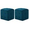Footstool Set of 2 Blue 30 x 30 x 30 cm Velvet Fabric