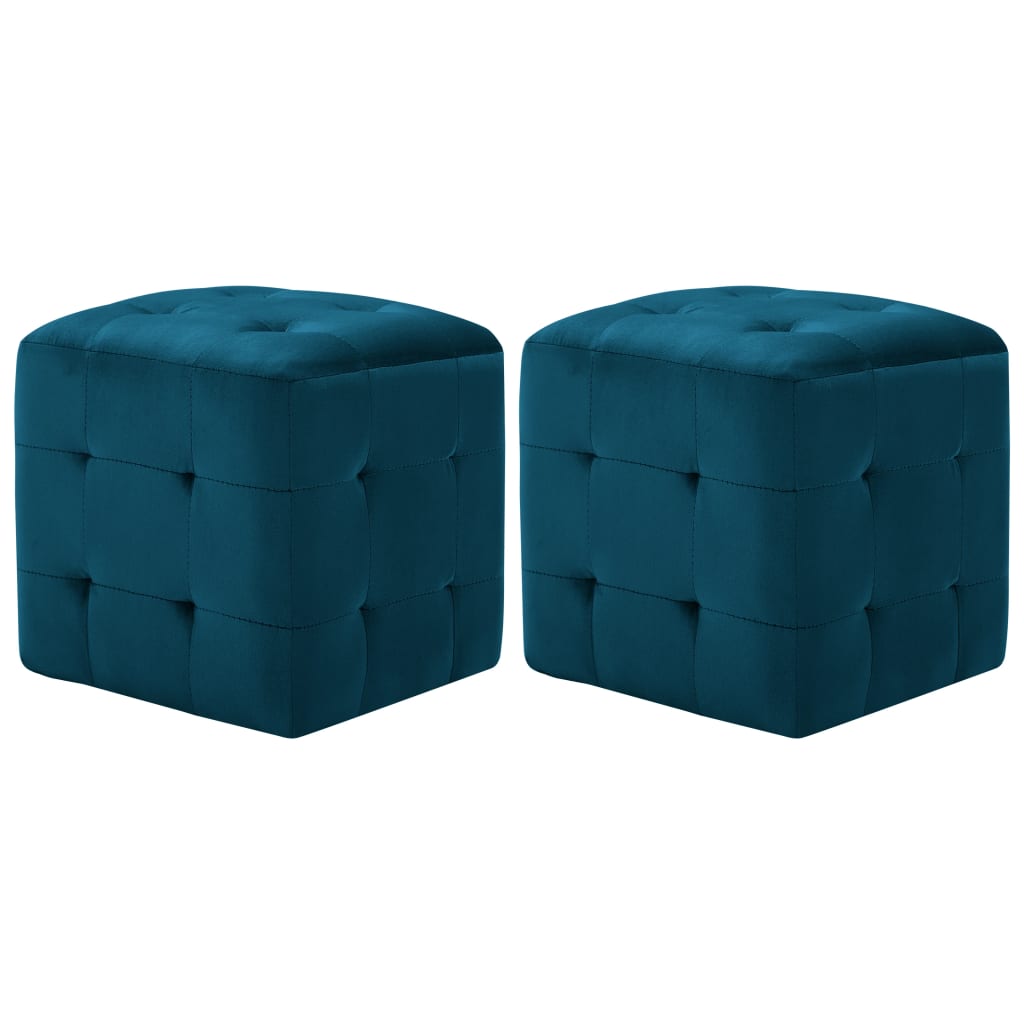 Footstool Set of 2 Blue 30 x 30 x 30 cm Velvet Fabric