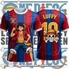 2026 Лето One Piece Луффи Ретро 3D Печать Футболка Спортивная Быстросохнущая Короткий Рукав для Взрослых и Детей, Аниме Спортивная Майка Y2k