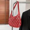 Customized Solid Color Hollow PU Shoulder Bag for Women Hobo Bag with Rivet Fashionable Chain Designer Style