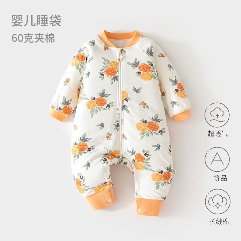 Baby Winter Sleeping Bag 60g Cotton Fleece Lined Split Leg Sleepsack Infant Anti-Kick Pajama Zipper Newborn