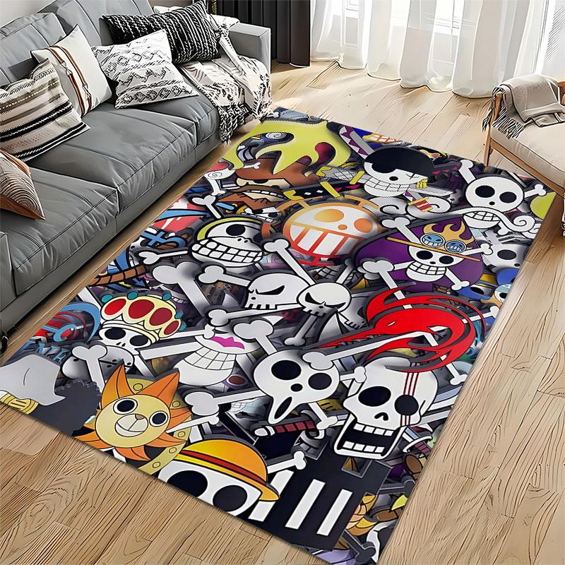 Skull and Pirate Themed Carpet suitable as a non-slip mat for the living room or bedroom sofa