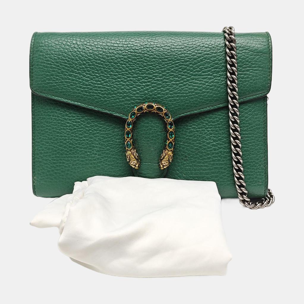 [Pre-Owned] Dionysus Double Tiger Head Buckle Chain Shoulder Leather Wallet Crossbody Bag - Very Good #FM7E2Z