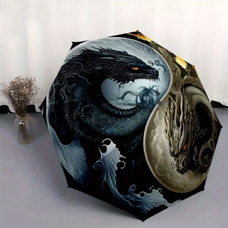 Yin Yang Dragon Wall Art: Harmony in DesignUmbrella, Portable 3-Fold Compact Umbrella for Men & Women Gift
