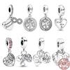 Spinning Family Tree Congratulations Heart Dangle Charm 925 Sterling Silver Beads Fit Original Fasion Bracelet DIY Jewelry Gift