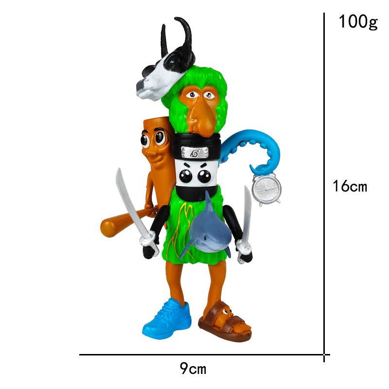 Набор 3D фигурок аниме Tung Tung Sahur, Креативная фигурка монстра-гибрида, Игрушка, Модель, Декор, Подарок для детей, ПВХ, Миниатюрная статуэтка, Коллекционная