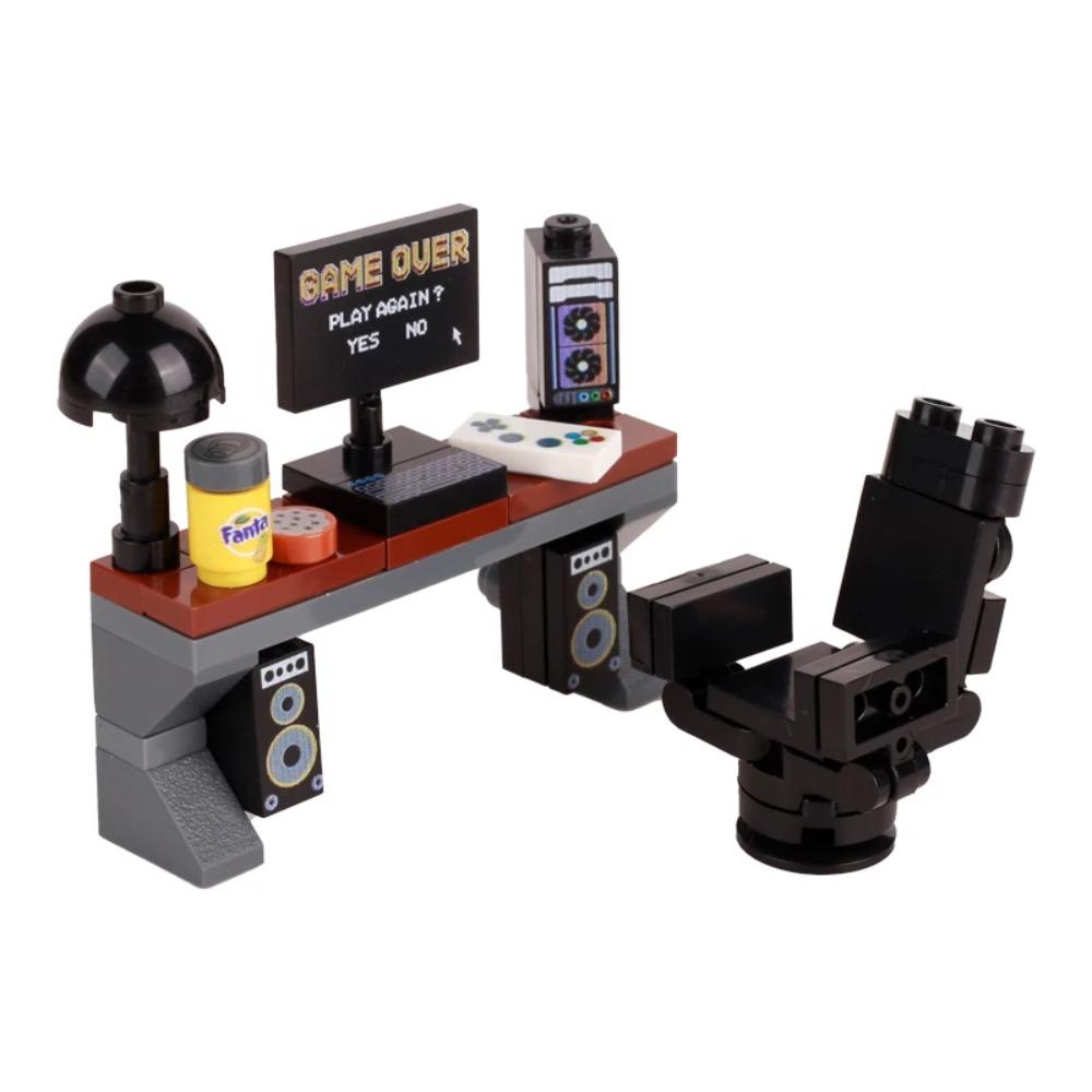 MOC City House Building Block Kitchen Office Bedroom Piano Bed Sofa icebox Lamp Bookshelf Fish Tank Bricks Set Toys