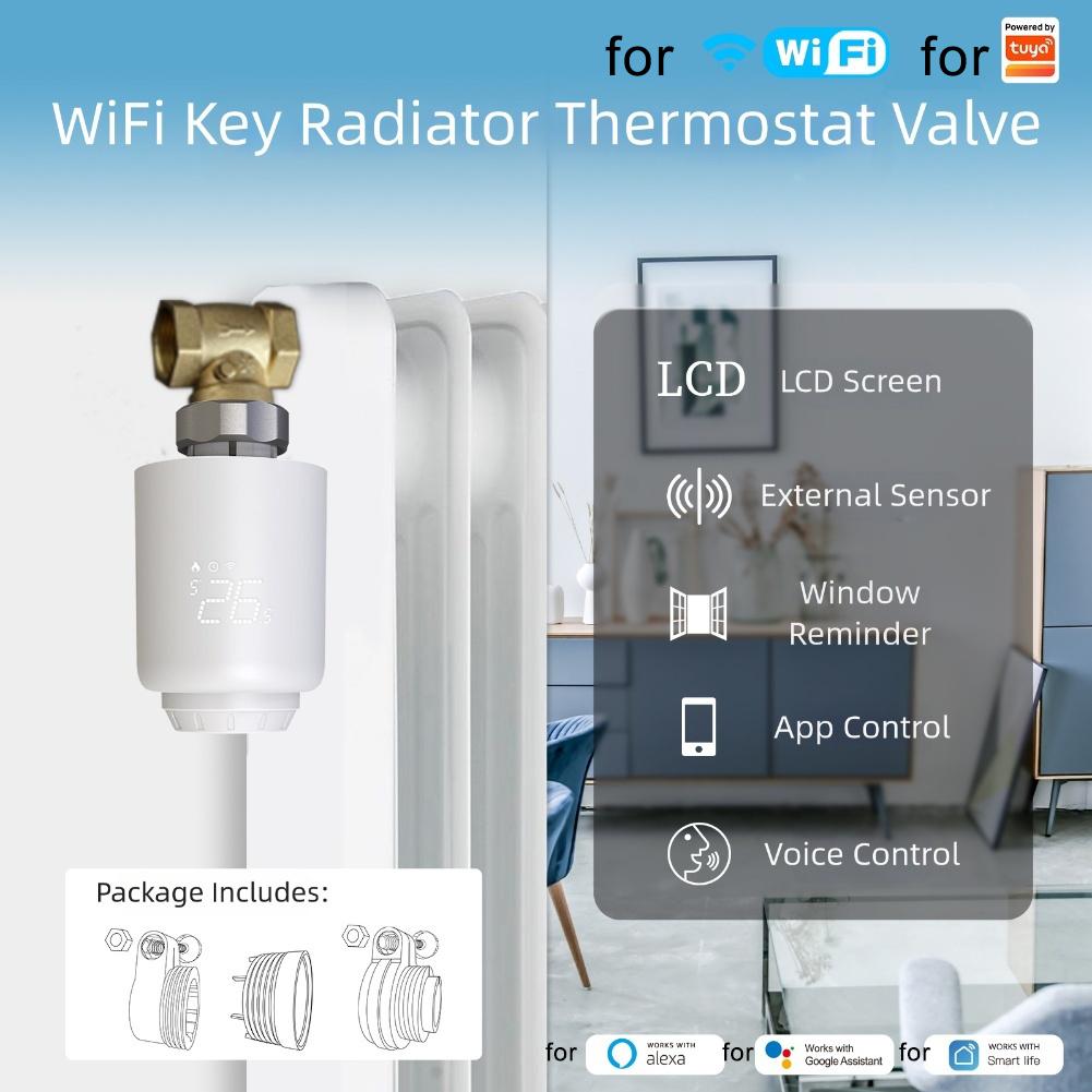 Энергосберегающие решения 97*58,4 мм M30*1,5 Wi-Fi Термостатический клапан Настройка индивидуального расписания отопления Адаптер для системы отопления