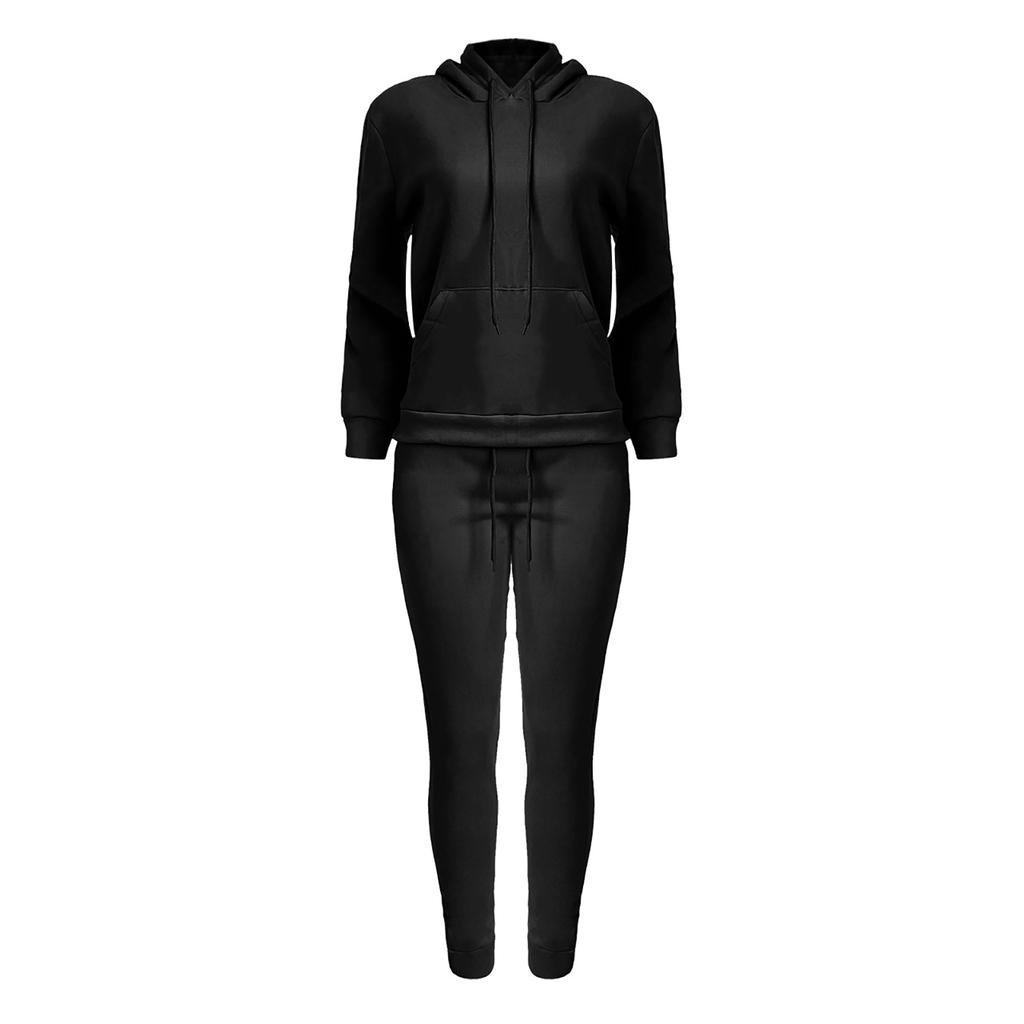 Женская осенне-зимняя толстовка с капюшоном, повседневный спортивный костюм из двух частей