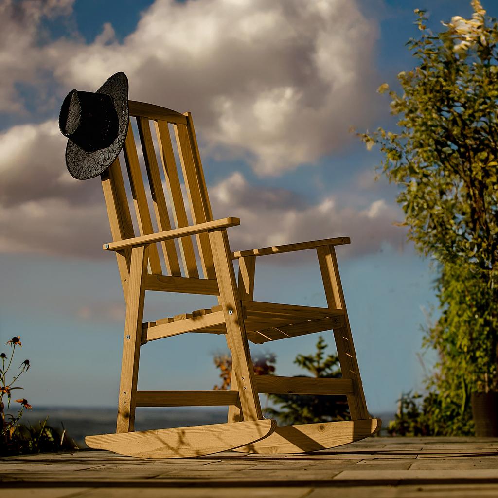 KADAX Fotel drewniany bujany złoty dąb 