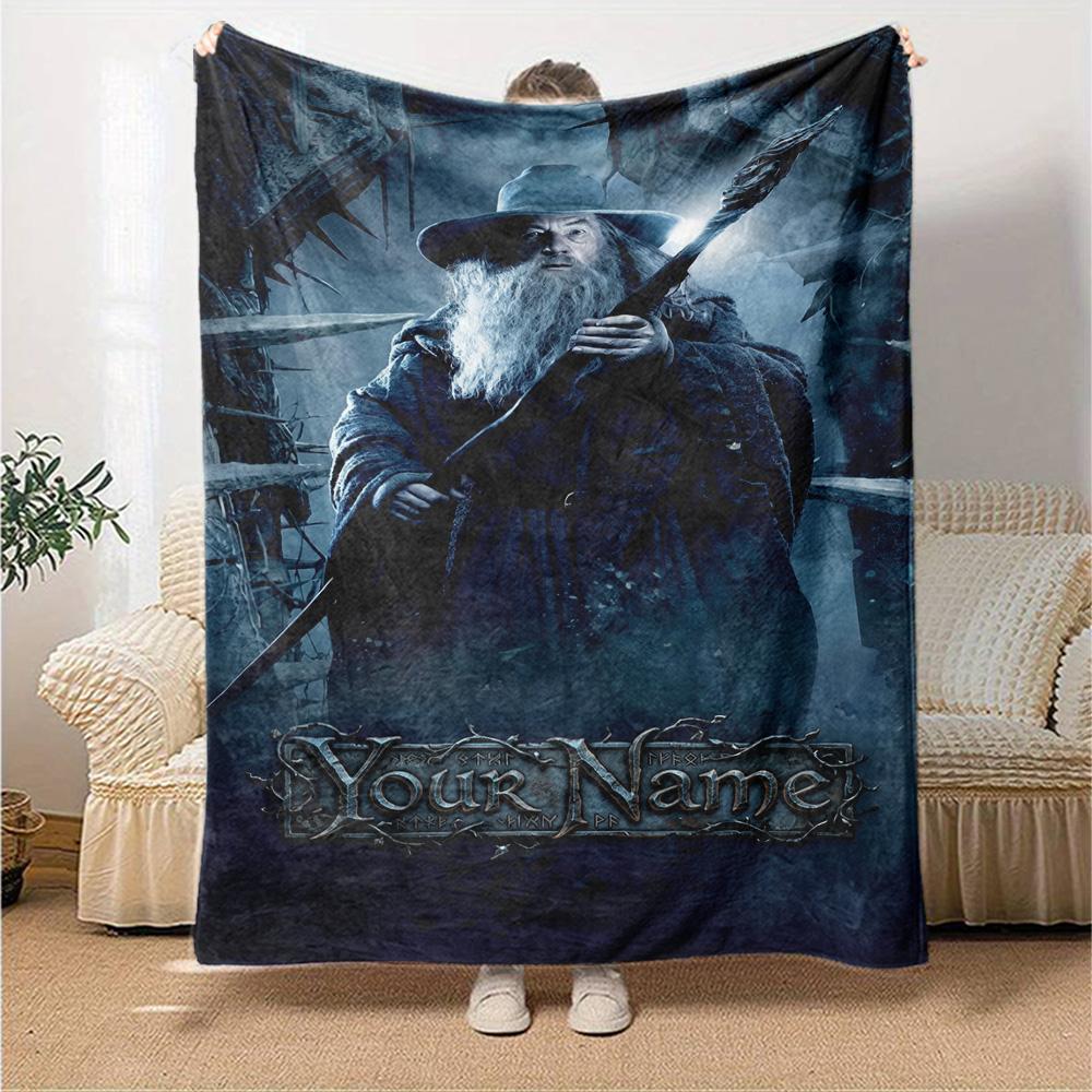 Lord Rings Customize Text Blanket Multi-purpose Personalized Blanket Warmthful Decor Suitable for Office Office Chair Seaside Livingroom