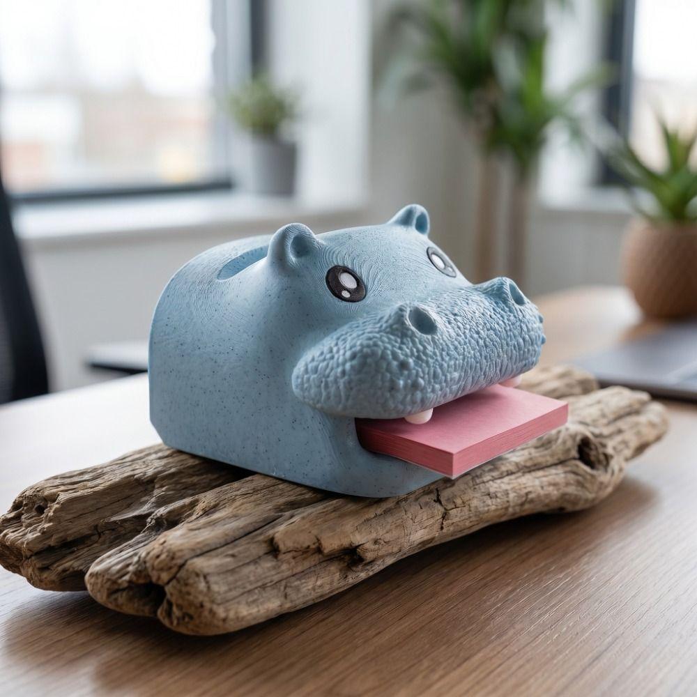 Cartoon Style Desktop Storage Box Hippo Shaped Desktop Storage Organizer  Office Use