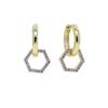 Promotion Trendy Cz Heart Star Hexagon Triangle Colorful Zircon Pendant Women Jewelry Small Hoop Earring