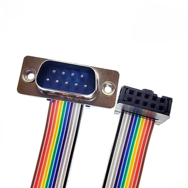 D-Sub DB9 9-контактный разъем Famele Male для FC-10P IDC Female 2,54 мм 10-контактный радужный / многоцветный плоский ленточный кабель