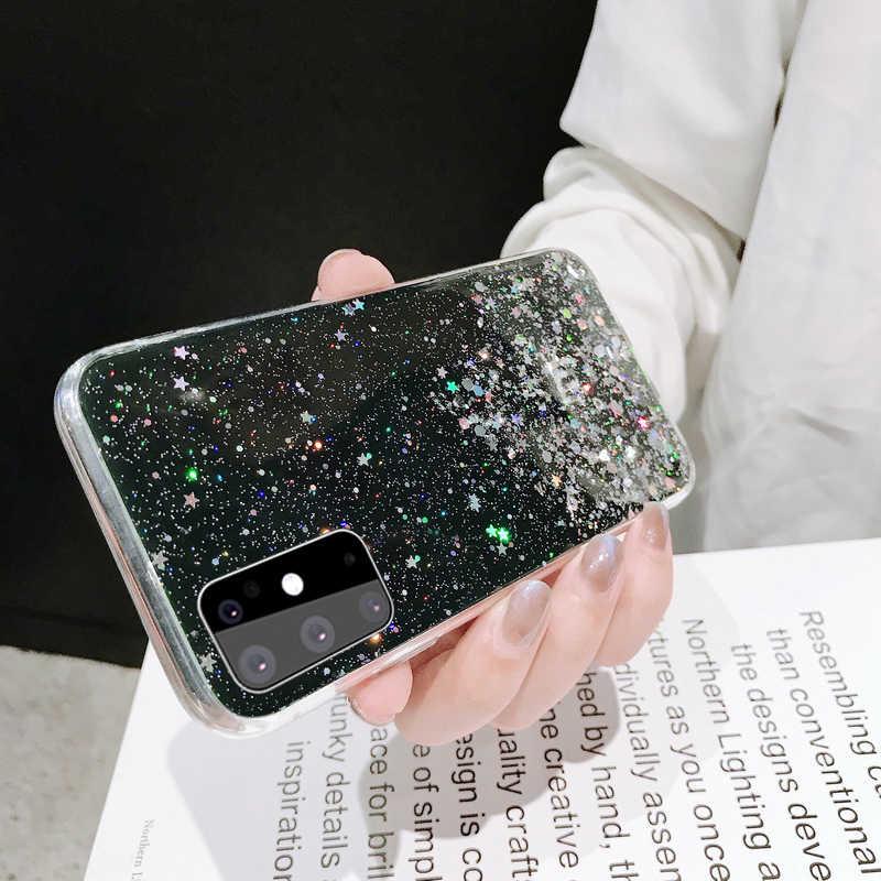 Silicone Case Samsung Galaxy S20 Ultra S8 S9 Plus S10e S10 Note 10 Lite 8 9 A10 A20 A30 A40 A50 A70 A51 A71 Bling Glitter Star Soft Clear Back Cover