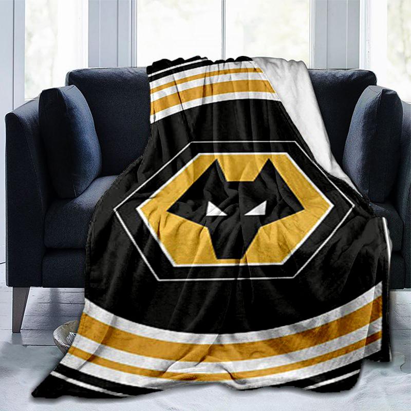 Wolves Football Club Emblem Printed Throws Blanket Soft Flannel Blankets for Couch Bed Gifts for Men Women Picnic blanket Christmas gifts