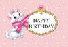 Beautiful cat Marie birthday background poster, cartoon white cat theme for girls birthday party decorations, photo background accessories.