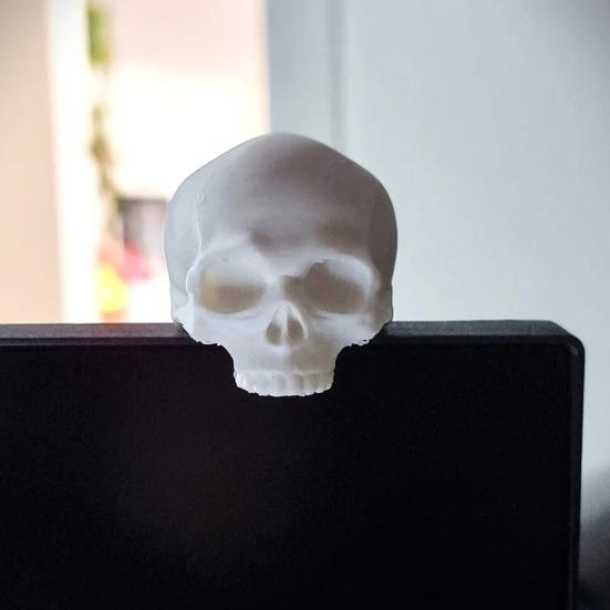 Декорация в виде черепа с защелкой на край монитора 3D-печатная миниатюрная фигурка черепа для края экрана компьютера/ТВ Уникальный готический стиль Настольное украшение для дома и офиса