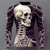 Graphic Skull Skeleton Fashion Casual Men's 3D Print T Shirt Tee Sports Holiday Halloween T Shirt Long Sleeve Crew Neck Shirt