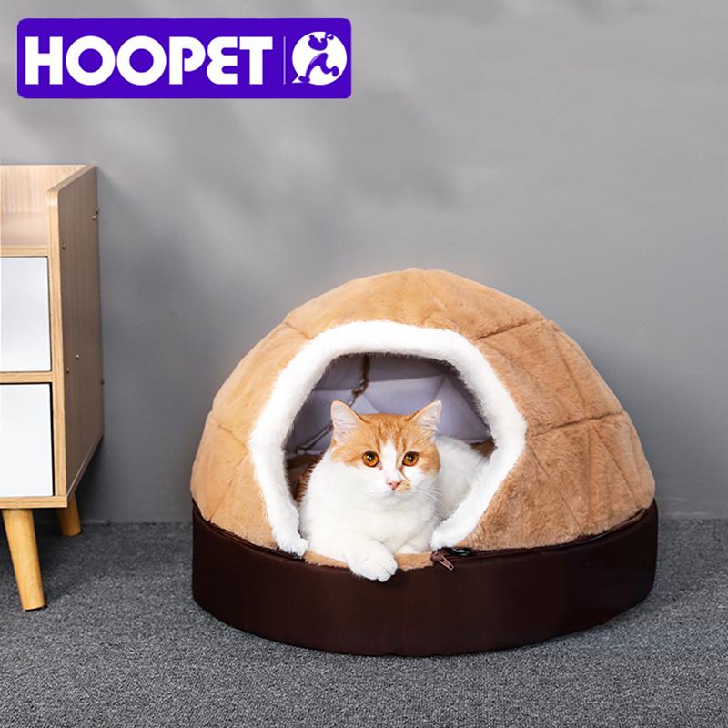 HOOPET теплая кошачья кровать-домик для щенка, разборная ветрозащитная собачья кошечка, гнездо для щенка, укрывающее гамбургер-булочку на зиму
