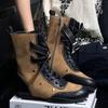 Fashion Design Sensation Boxing Boots 2025 New Fashion Side Zipper Haome Mid-Calf Dequn Women's Boots Trendy Cross Bule