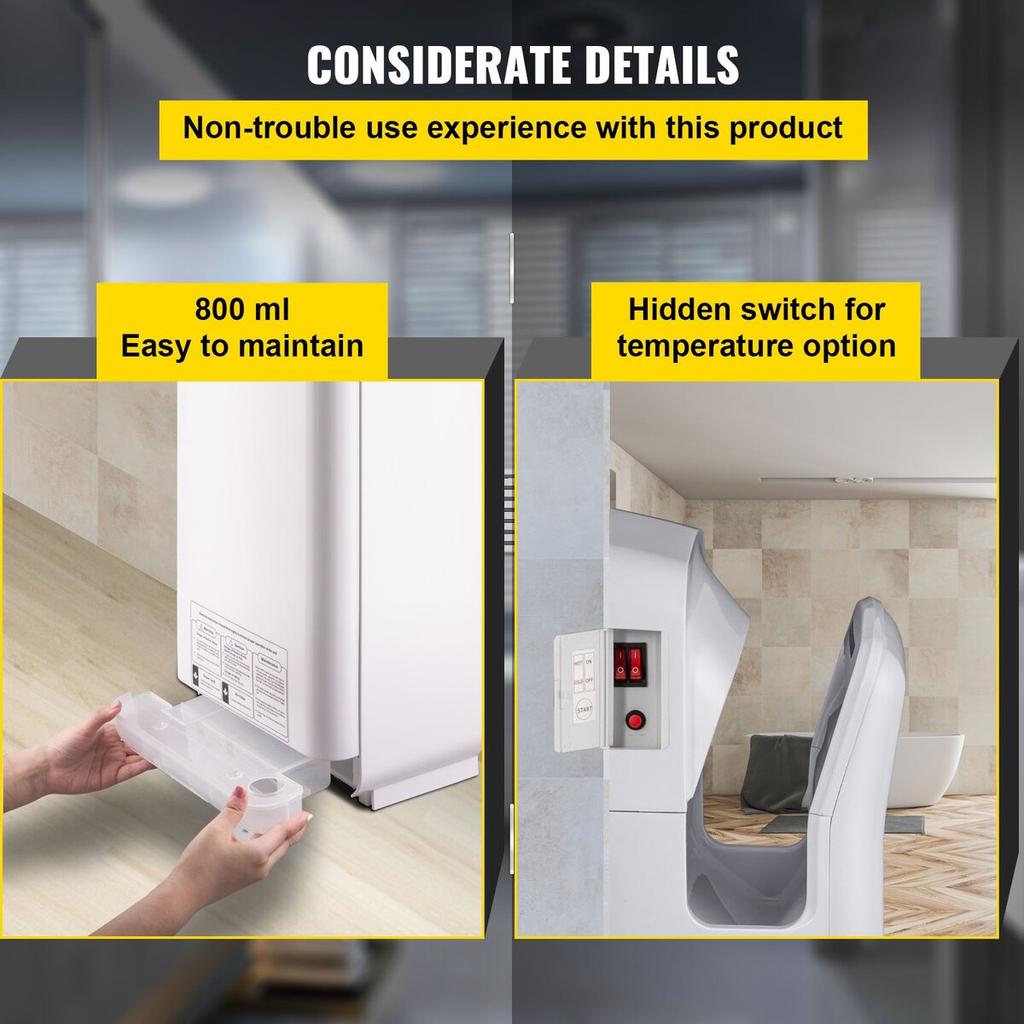 Jet Hand Dryer, Premium Electric Commercial Blade Hand Dryer, ABS Air Dryer Hand with HEPA Filtration Wall Mount Hand Dryer, 2000W 220V Vertical Hand