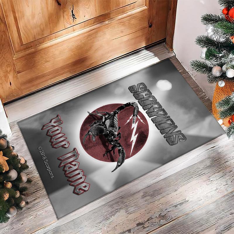 Scorpions Crystal Velvet Rug, Custom Name Text Personalized Non‑Slip Floor Mat for Home Decor Gift