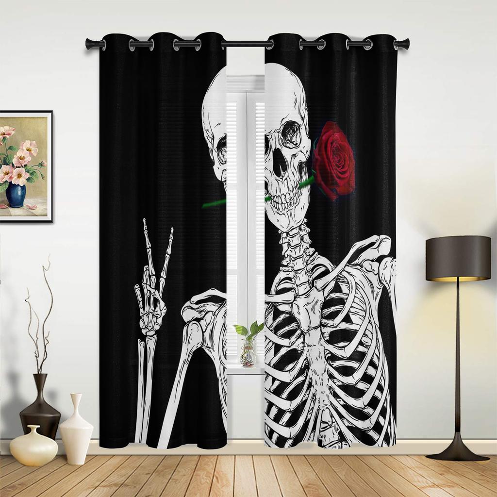 Шторы ужасов с изображением черепа для спальни, гостиной, кухни, детской комнаты, оконные занавески, современный домашний декор
