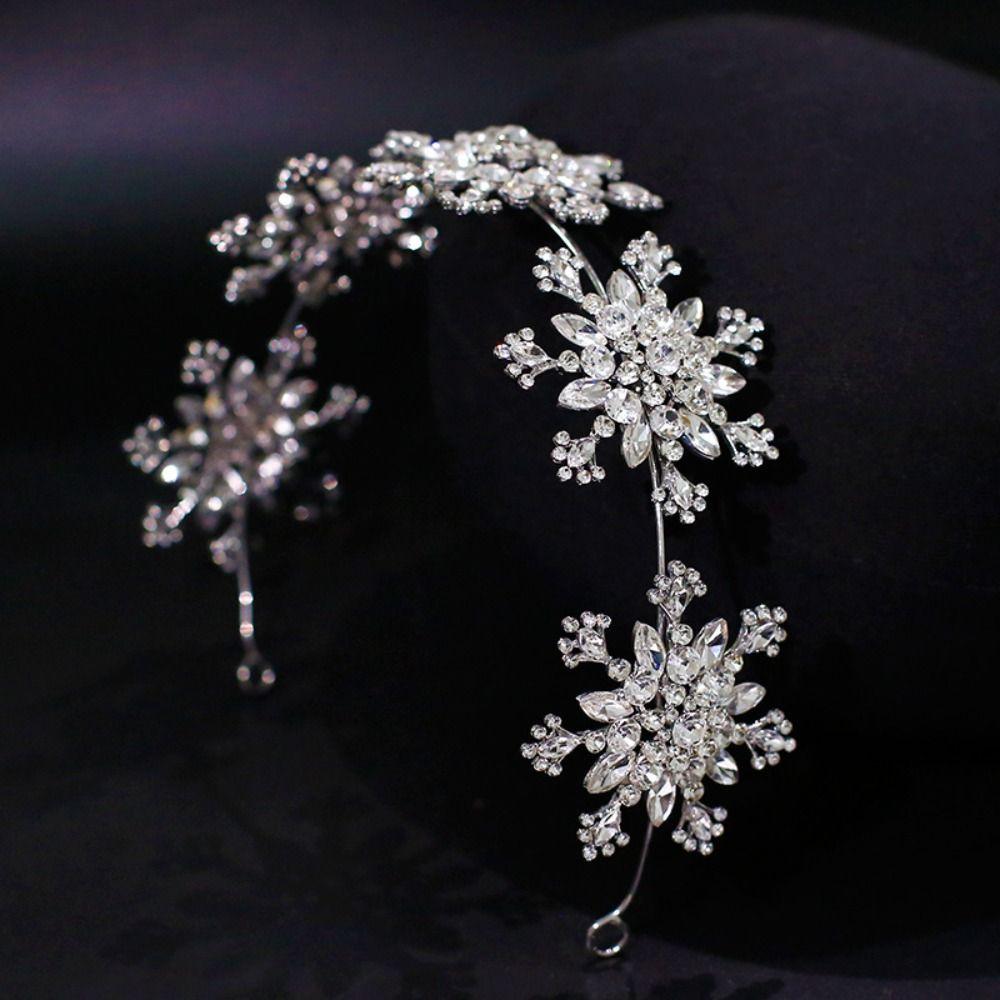 Silver Color Snowflake Crown Rhinestone Tiaras Bridal Headpiece Fairy Crown  Hair Accessories