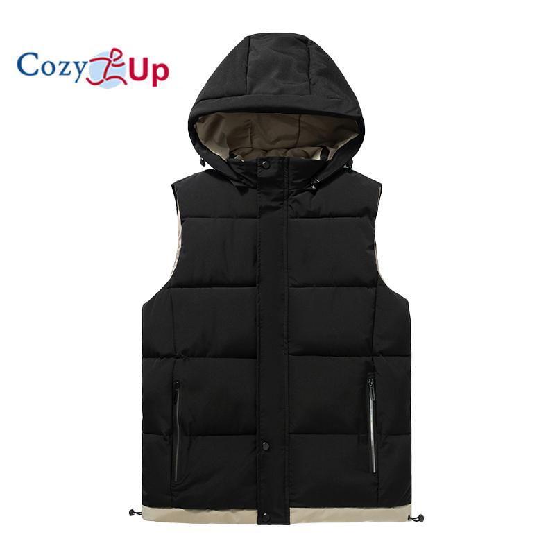 Cozy Up Мужской зимний жилет для улицы, верхняя одежда, жилет без рукавов со съемным капюшоном и мягкой подкладкой