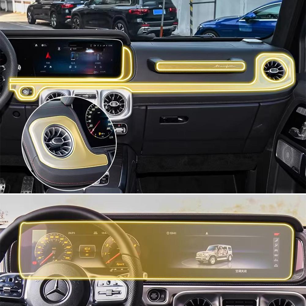 Вырезанная по форме пленка из ТПУ для интерьера Mercedes Benz G-Class 2026, панель коробки передач, приборная панель, защита от царапин, прозрачная защитная пленка PPF