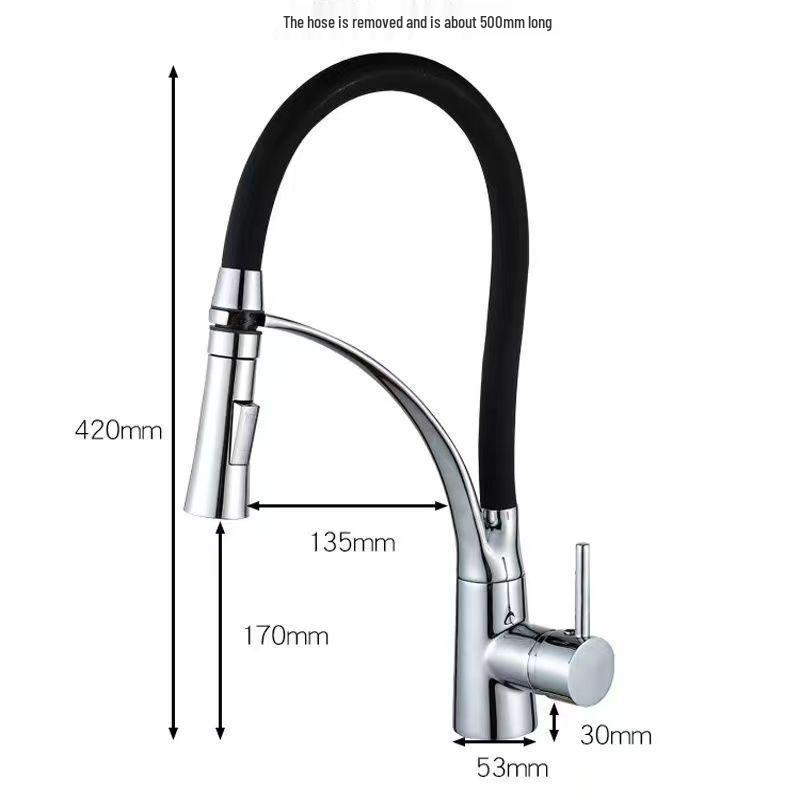 Вращающийся полностью медный выдвижной кухонный смеситель для горячей и холодной воды