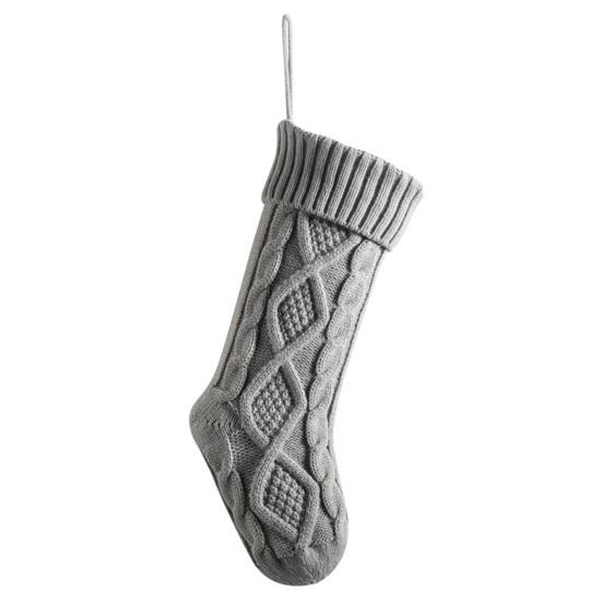 Рождественский мешок конфет Вязаный узор ромба Подарочный пакет большой емкости Декоративные носки Висячие чулки Рождественские елочные украшения Рождественские украшения Опора