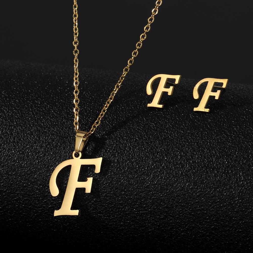 2023 Новые студенческие серьги, милые роскошные серьги-ожерелья, набор серег с буквами AZ, ожерелье, серьги, набор украшений, комплект из трех частей, серьги