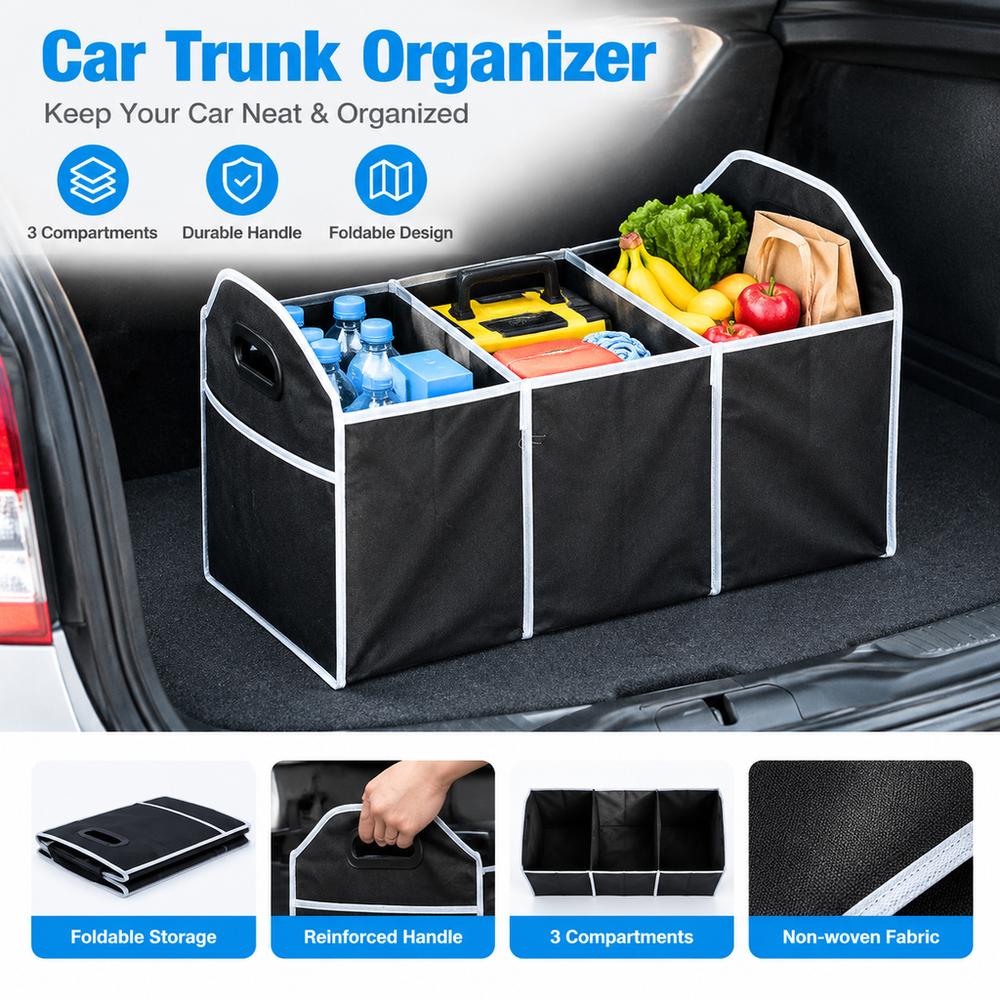 Foldable Car Boot Storage Box Reinforced Handle Automotive Storage Bag  Vehicle Interior Storage