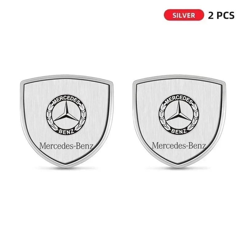 CSB1 1/2pcs 3D Metal Car Body Fender Emblem Shield Stickers Decor Auto Accessories for Mercedes Benz W211 W204 W210 W203 CLA GLA