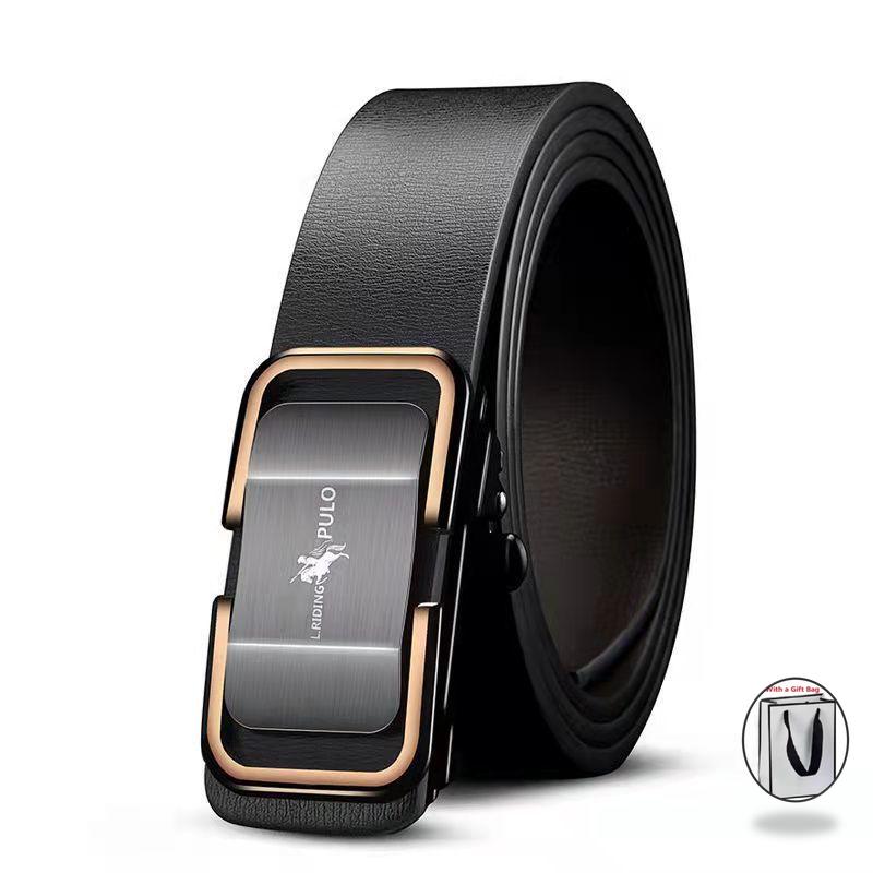 105CM-130CM New Men's High Quality Belt Automatic Buckle Black Leather Men's Belt Casual Personality