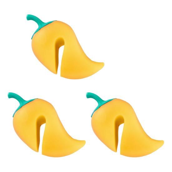 3Pcs Silicone Pot Lid Anti-spill Rack Chili Pepper Pot Lid Lifter Heat-Resistant Anti-Overflow Kitchen Tool