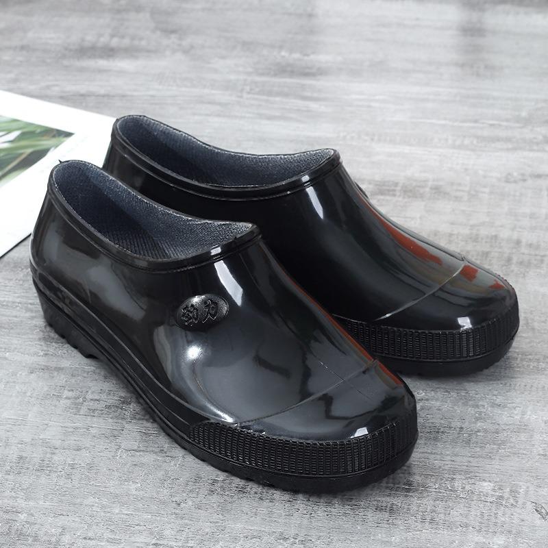 Низкие оранжевые мужские дождевые ботинки модные красные резиновые ботинки женские нескользящие с низким голенищем уличные черные ПВХ ботинки для воды