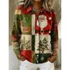 Женская рубашка с лацканом и кардиган, однотонный трикотаж, 3D-принт, Рождество, Осень, Зима
