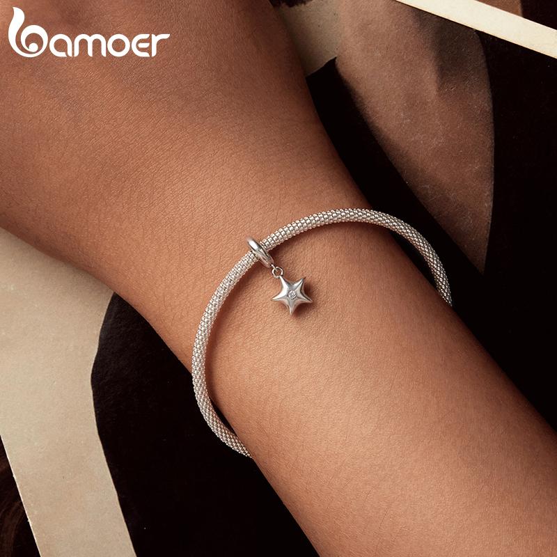 BAMOER 925 Стерлинговое Серебро Океанский Мир&Стоппер Шарм Звезда Сердце Снежинка Подвеска подходит для Оригинального Браслета DIY Шарм