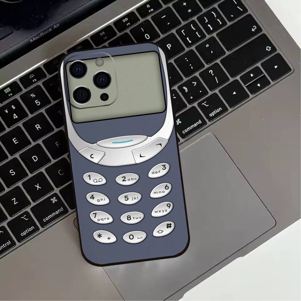 V-Винтажный старый телефон Чехол для iPhone 17,16,15,14,13,12,11 Plus,Pro Max,XS,Мягкий силиконовый черный чехол
