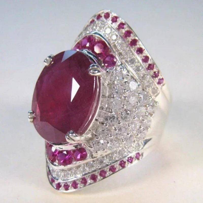 2025 New Luxury Women's Big Black Stone Ring Fashion Silver Zircon Wedding Rings Female Bride Love Engagement