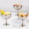 304 Stainless Steel Silver Bar Tall Footed Design Retro Fruit Cup Durable Salad Bowl Ins Dessert Cup Restaurant Accessories